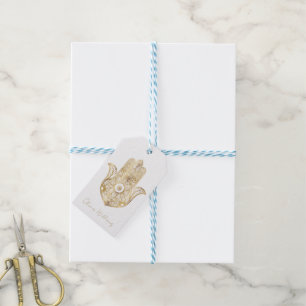 Gold Sunflower Hamsa Hand Gift Tags