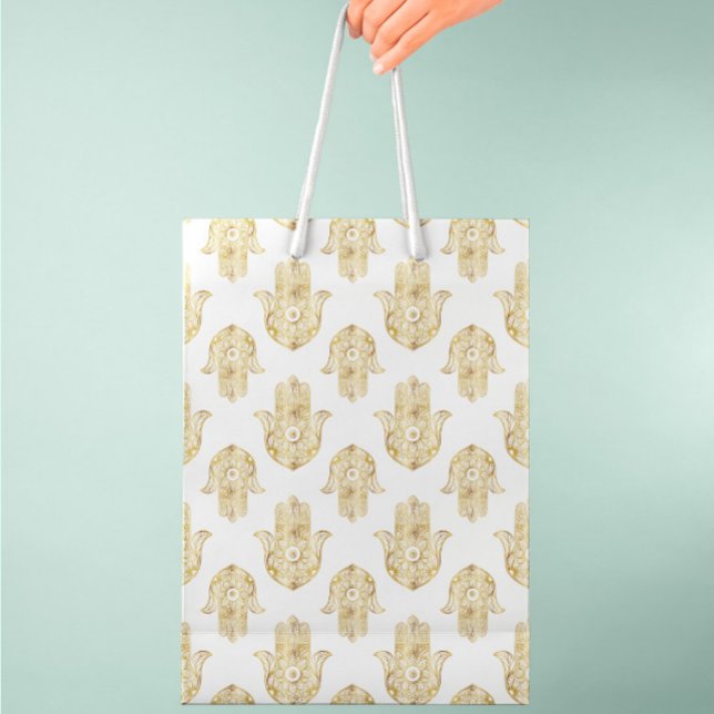Gold Sunflower Hamsa Hand Medium Gift Bag (Creator Uploaded)