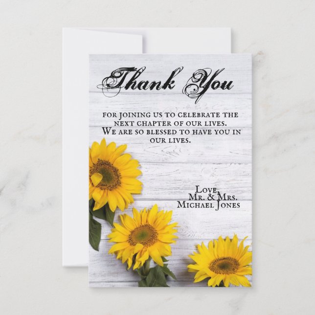 Gold Sunflower Thank You Card (Front)
