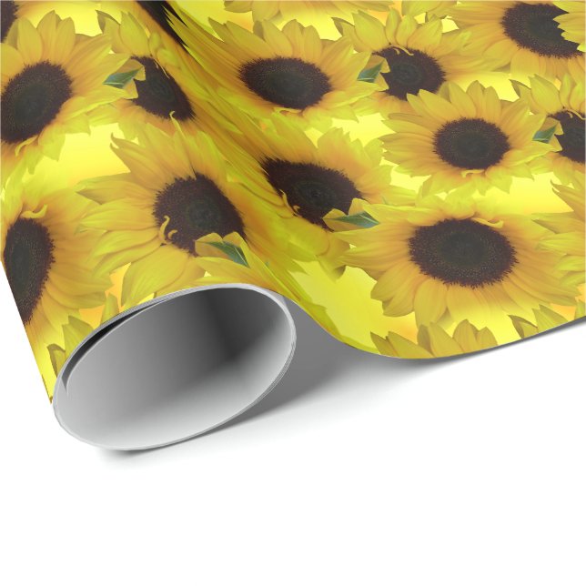 Gold Sunflower Wrapping Paper Yellow Flower Paper (Roll Corner)