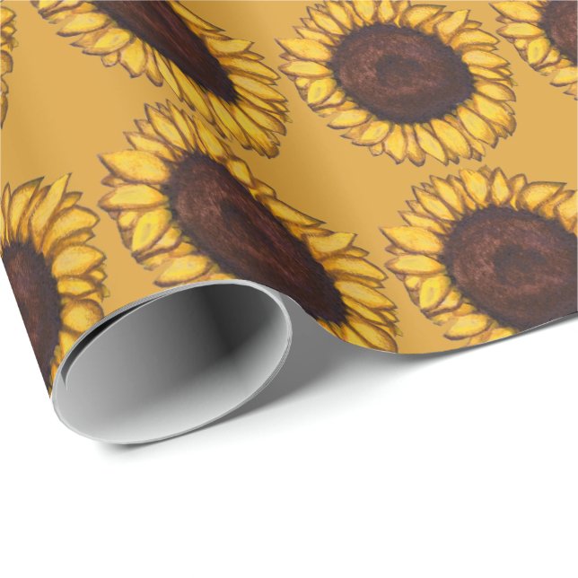 Gold Sunflower Wrapping Paper Yellow Flower Paper (Roll Corner)
