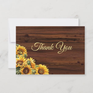 Gold Sunflowers Thank You Card