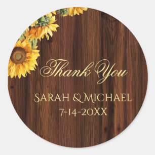 Gold Sunflowers Wedding Stickers