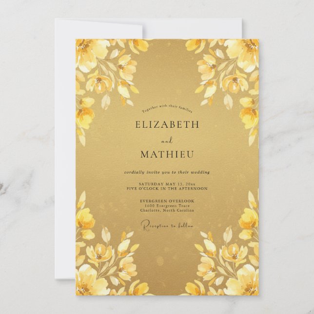 Gold Sunkissed Summer Wedding Invitation (Front)