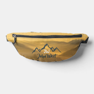 Gold sunrise personalizable mountains monogram bum bags