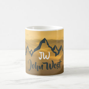 Gold sunrise personalizable mountains monogram coffee mug
