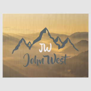 Gold sunrise personalizable mountains monogram tissue paper