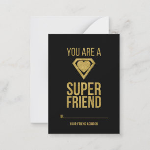 Gold Superhero Friend Classroom Valentine Card
