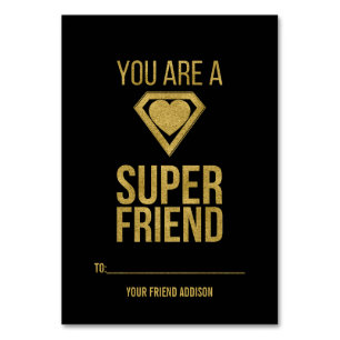 Gold Superhero Friend Classroom Valentine Card