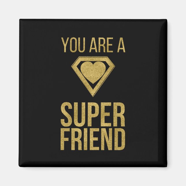 Gold Superhero Friend Valentine Magnet (Front)
