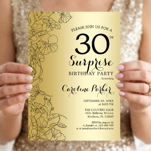 Gold Surprise 30th Birthday Party Invitation