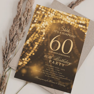 Gold Surprise 60th Birthday Party Invitation