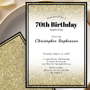 Gold Surprise 70th Birthday Party Invitation
