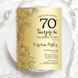 Gold Surprise 70th Birthday Party Invitation<br><div class="desc">Gold Surprise 70th Birthday Party Invitation. Glam feminine design featuring faux gold foil,  botanical accents and typography script font. Simple floral invite card perfect for a stylish female surprise bday celebration. Can be customised to any age. Printed Zazzle invitations or instant download digital template.</div>