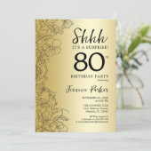 Gold Surprise 80th Birthday Invitation (Standing Front)