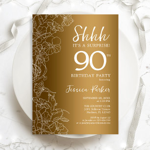 Gold Surprise 90th Birthday Invitation