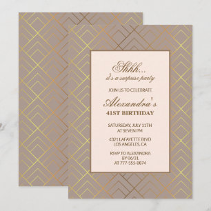 Gold Surprise party 41st birthday invitation 