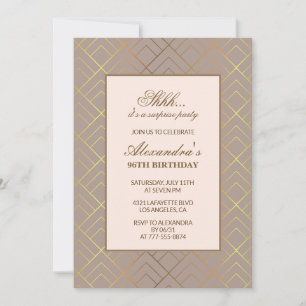 Gold Surprise party 96th birthday Invitation