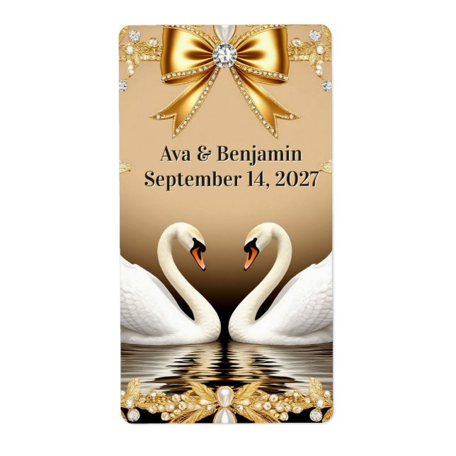 🦢 Gold Swan Romantic Gold Wedding Theme 💍 (Front)