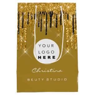  Gold Sweet 16th Bridal Wedding Cosmetics  Mustard Medium Gift Bag