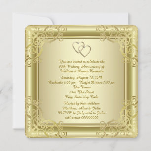 Gold Swirl 50th Wedding Anniversary Party Invitation