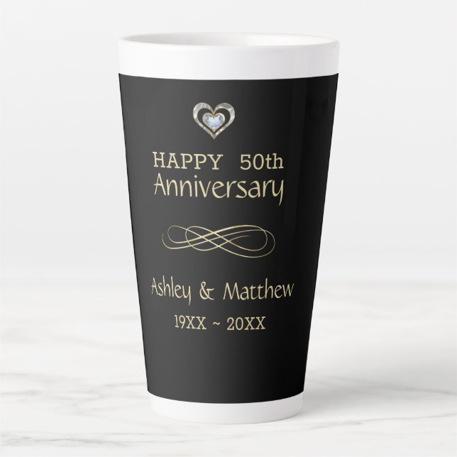 Gold Swirl And Heart Latte Mug (Front)