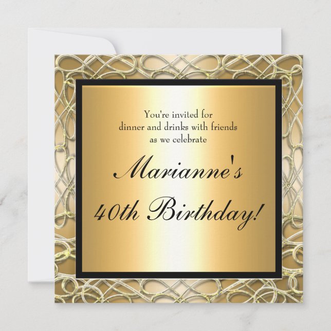 Gold Swirl Birthday Anniversary Event Invitation (Front)