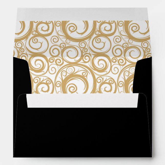 Gold Swirl Black Envelope (Back (Bottom))