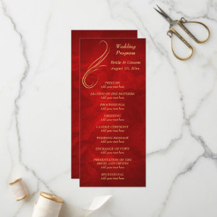 Gold Swirl Bright Red Wedding Program