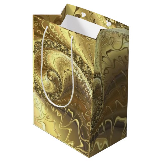gold swirl medium gift bag (Back Angled)