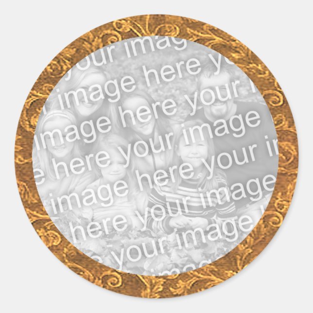Gold Swirl Photo Sticker Template (Front)