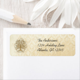 Gold Swirl Tree Labels