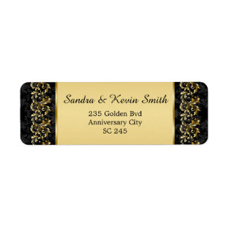 Gold swirls 50th Wedding Anniversary Address label Return Address Label