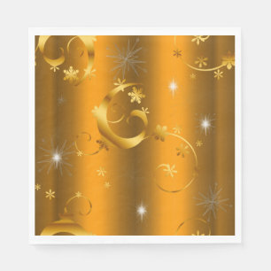 Gold Swirls and Stars Luxurious Christmas Napkin