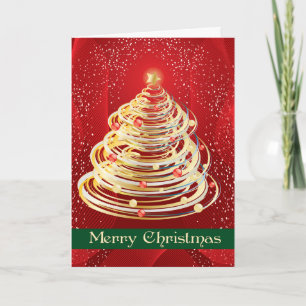 Gold Swirls Christmas Tree Christmas Card