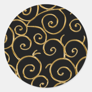 gold swirls classic round sticker