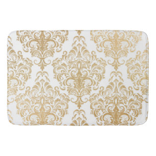Gold swirls damask bath mat