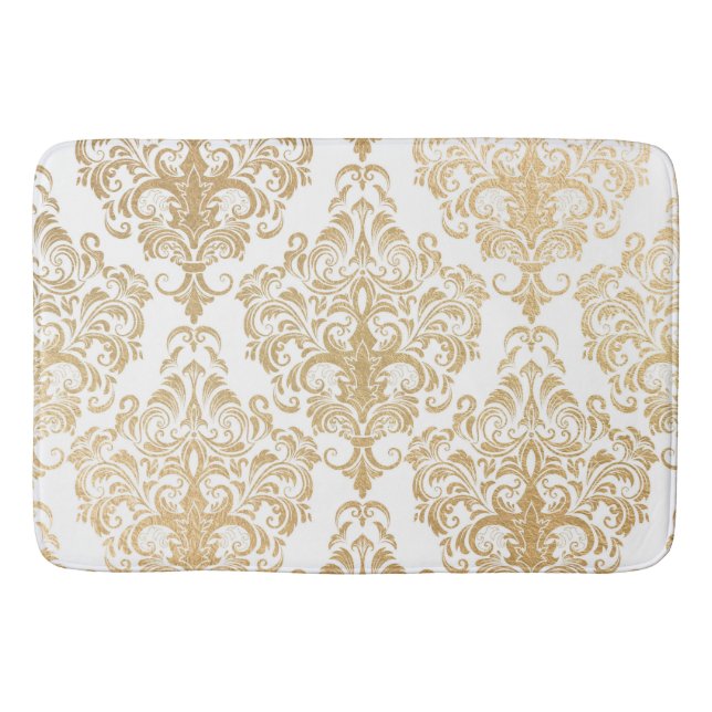 Gold swirls damask bath mat (Front)