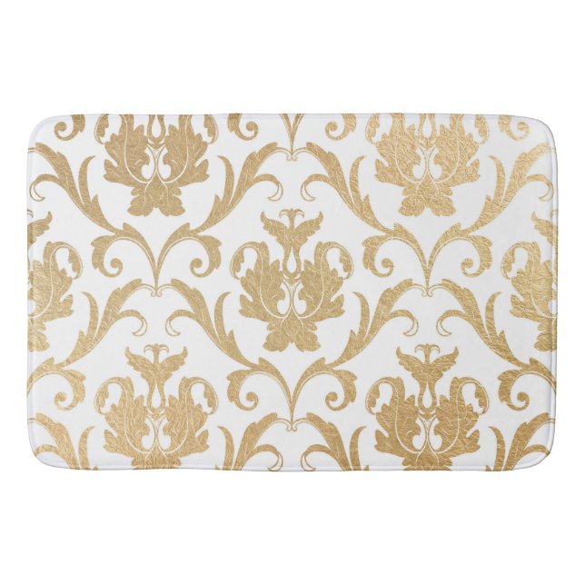 Gold swirls damask bath mat (Front)