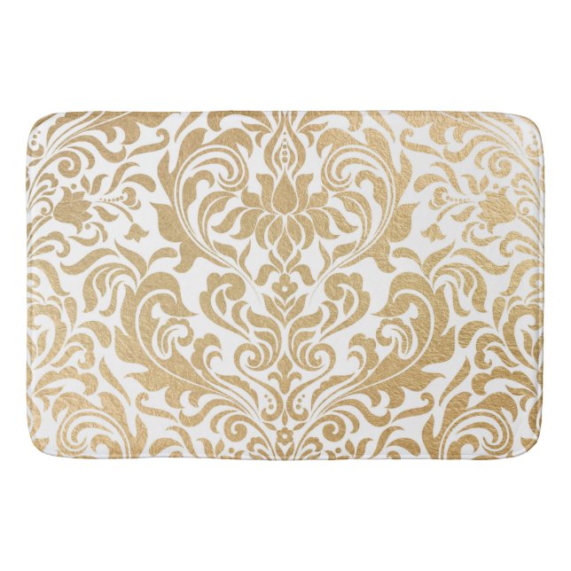 Gold swirls damask bath mat (Front)