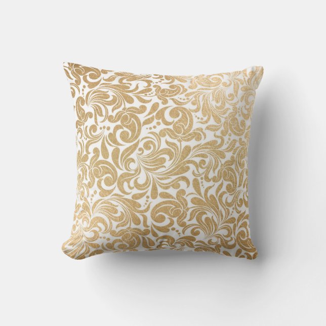 Gold swirls damask cushion (Front)