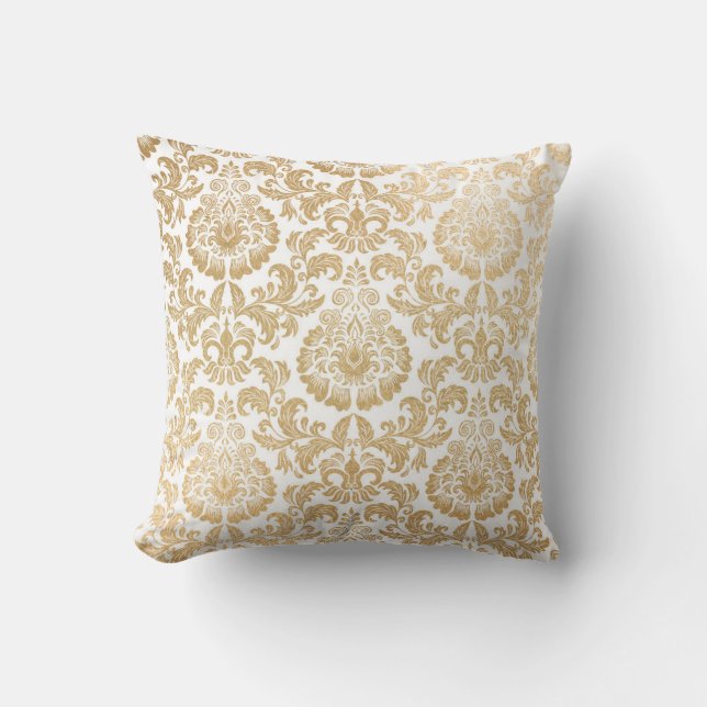 Gold swirls damask cushion (Front)