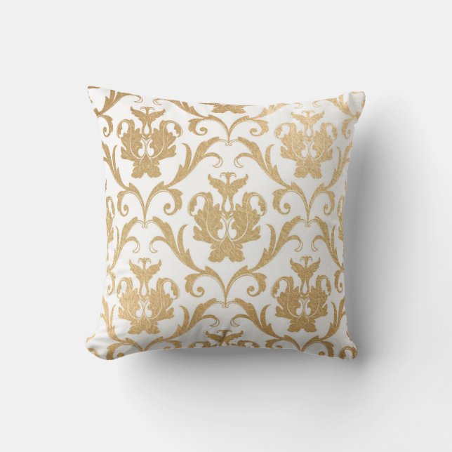 Gold swirls damask cushion (Front)