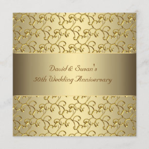 Gold Swirls Gold 50th Wedding Anniversary Party Invitation