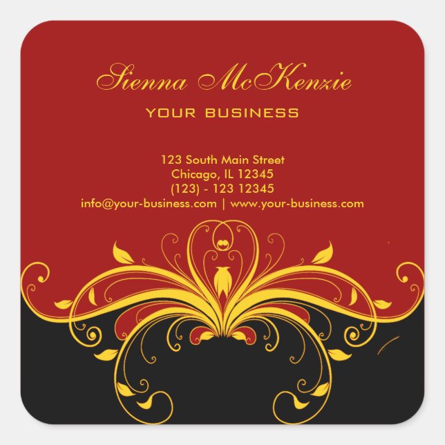 Gold Swirls Square Sticker (Front)