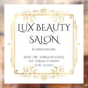 Gold Swirls White Elegant Business Opening Hours