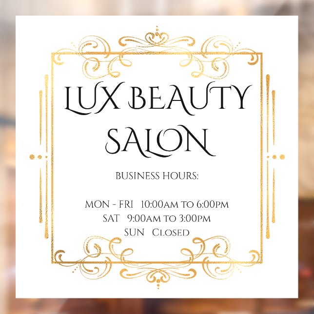 Gold Swirls White Elegant Business Opening Hours (Sheet 2)