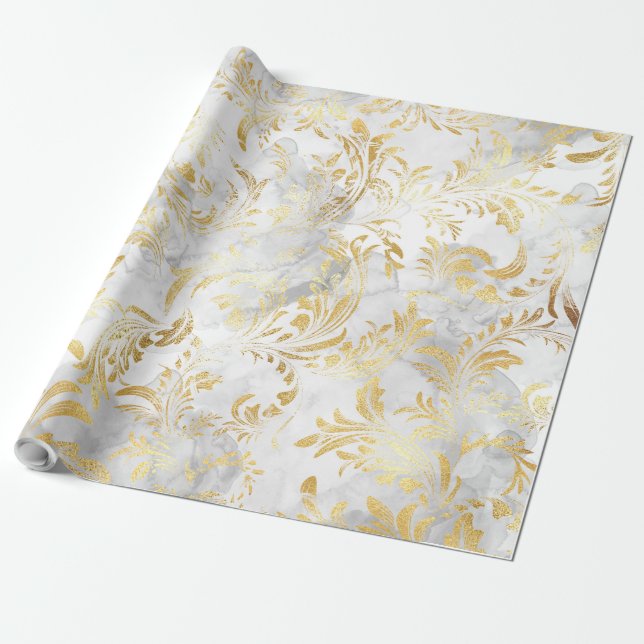 Gold Swirls Wrapping Paper (Unrolled)