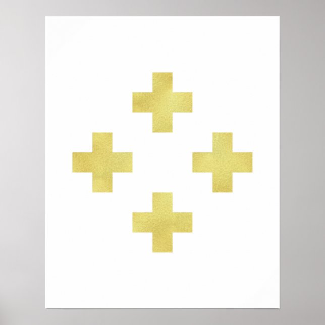 Gold Swiss cross art print Modern minimalist foil (Front)