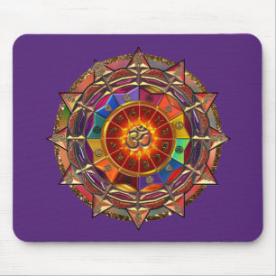 Gold Symbolic Sun Mandala Mouse Pad